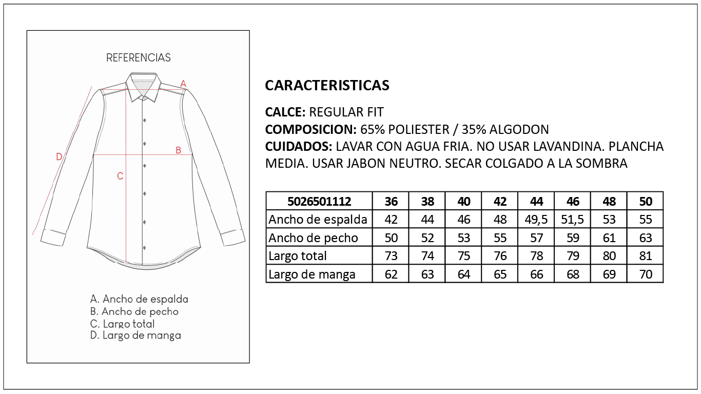 Tabla de Medidas Camisas Britches